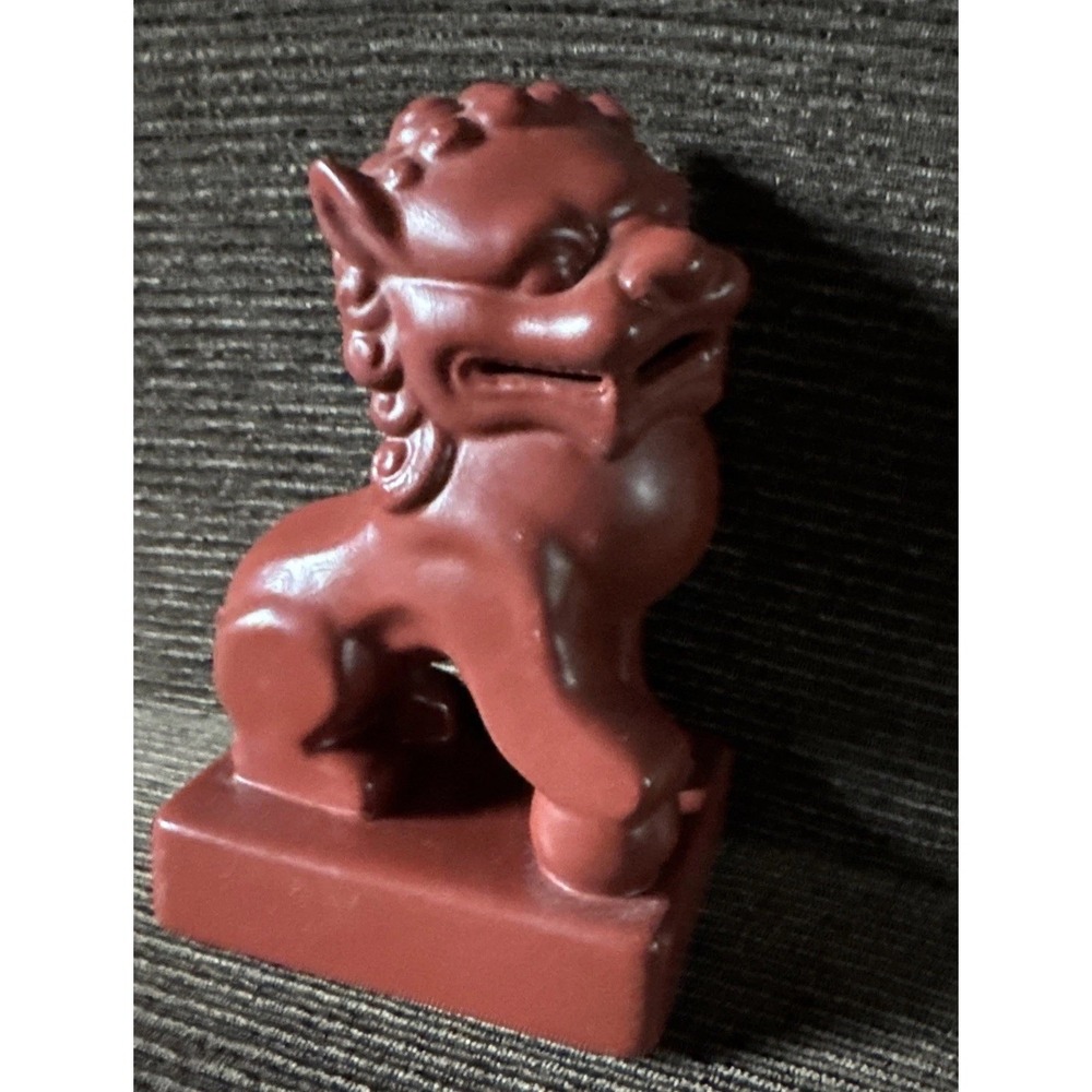 2011 Ceramic Guardian Lion Figurine Red‎ Glaze Decorative Statue Bookend Decor